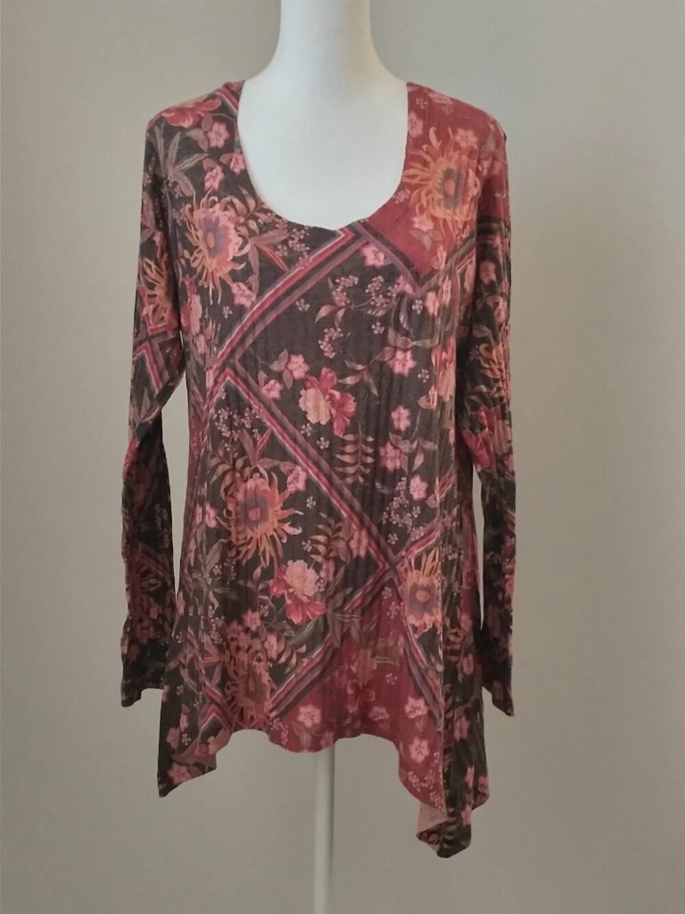 Soft Surroundings Boho Patchwork Floral Cottagecore Sweater Petite M